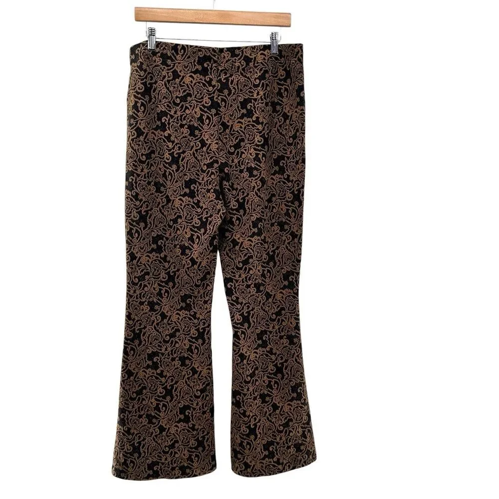 Soft Surroundings Paisley‎ Pull On Pants Size Large Flare Boho Hippie Stretch